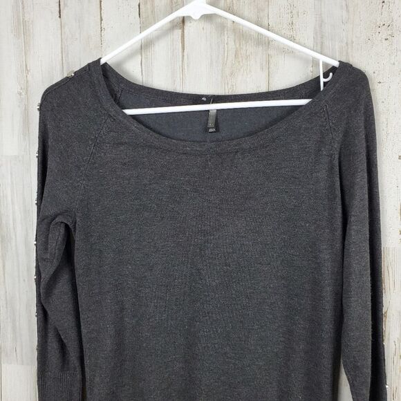 Ravel Button Detail Sweater Dark Gray Size XS - Picture 5 of 10